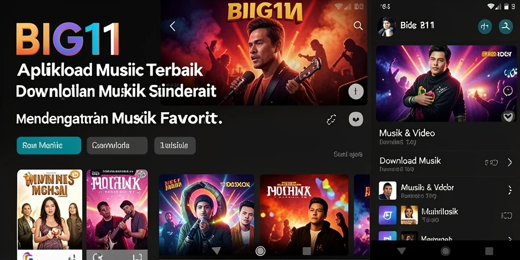 Antarmuka aplikasi BIG11 yang sederhana dan mudah digunakan untuk download musik.