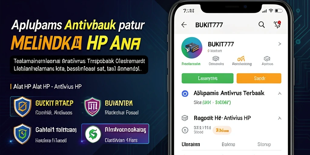 Antarmuka utama BUKIT777 yang menunjukkan fitur Antivirus HP.