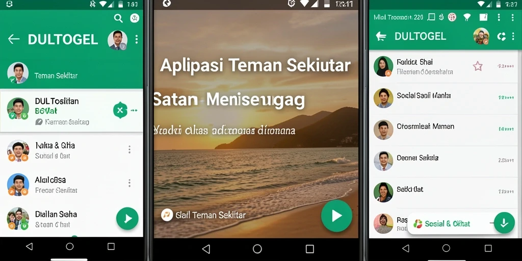 Antarmuka DULTOGEL menampilkan fitur untuk menemukan teman sekitar dengan mudah.
