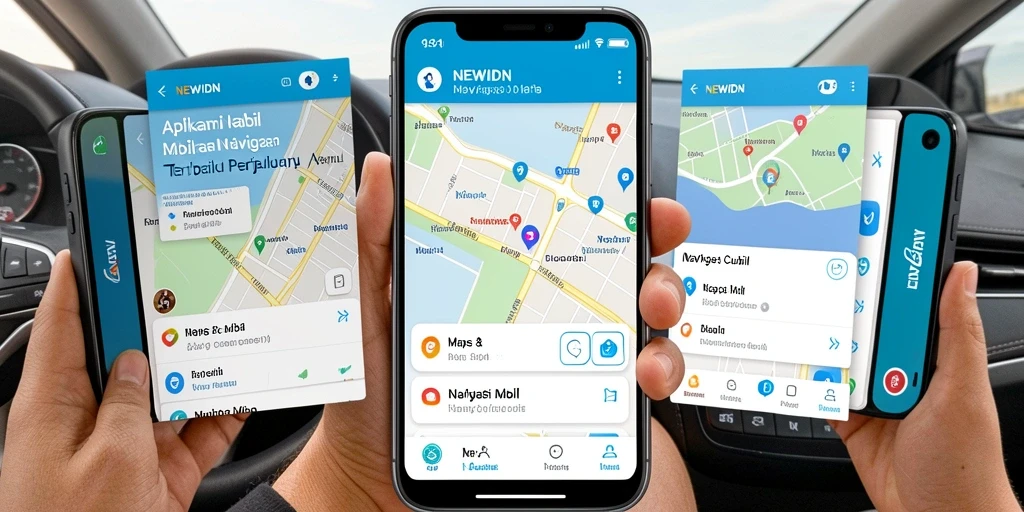 Antarmuka sederhana dan fungsional dari aplikasi NEWIDN untuk Navigasi Mobil.