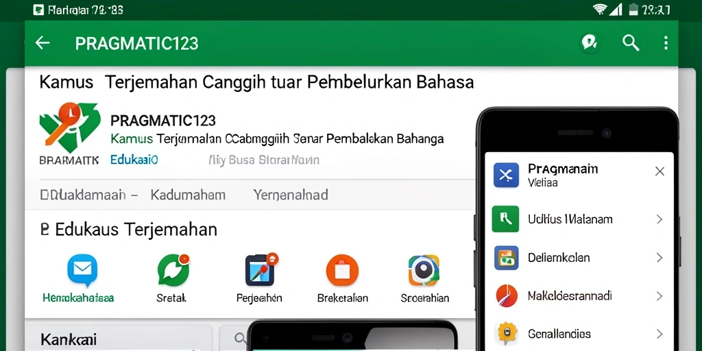 Antarmuka PRAGMATIC123 yang sederhana dan intuitif untuk terjemahan.