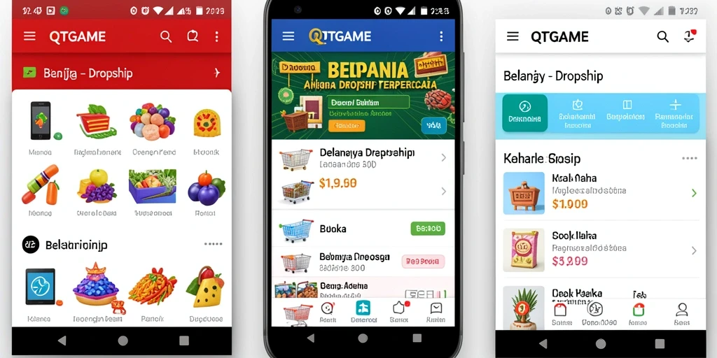 Tampilan antarmuka QTGAME yang menarik untuk belanja Dropship.